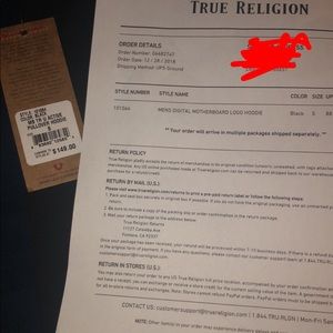 True Religion Mens digital MotherBoard LOGO Hoodie